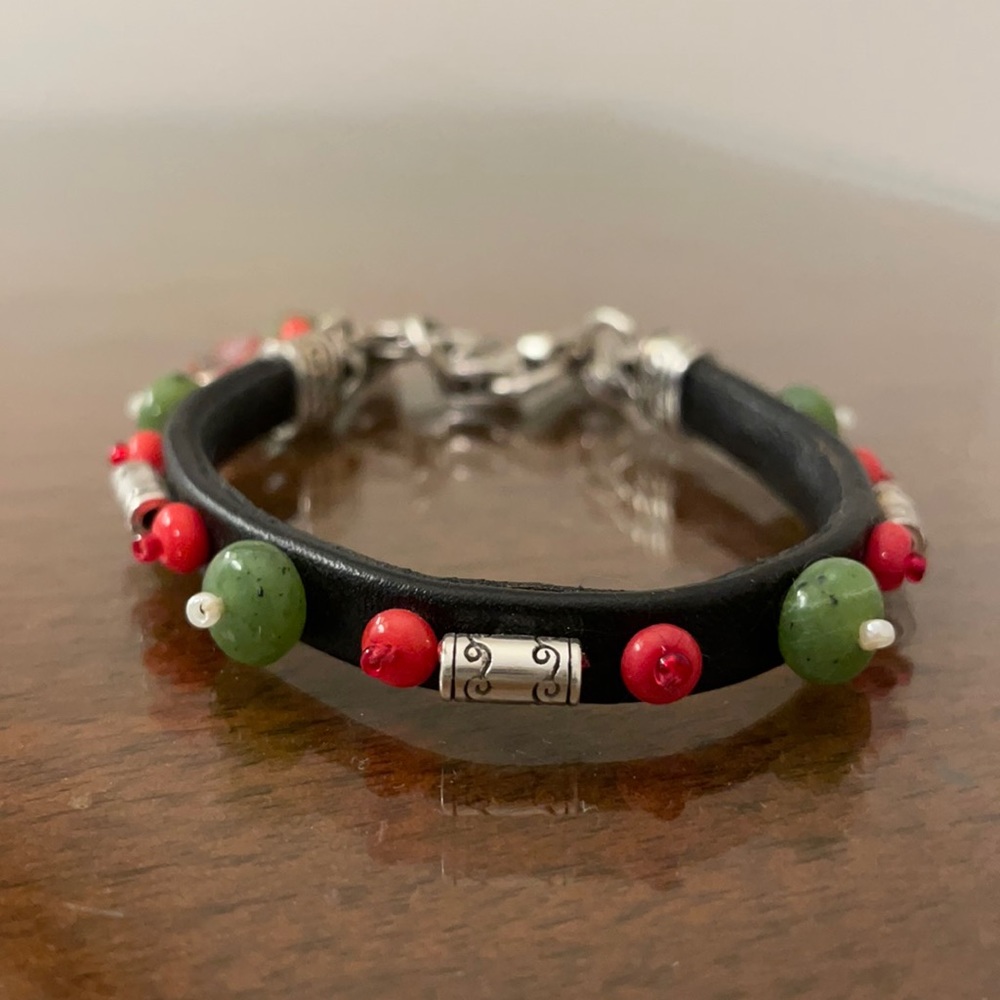 Brighton Pagoda Leather and stone bracelet